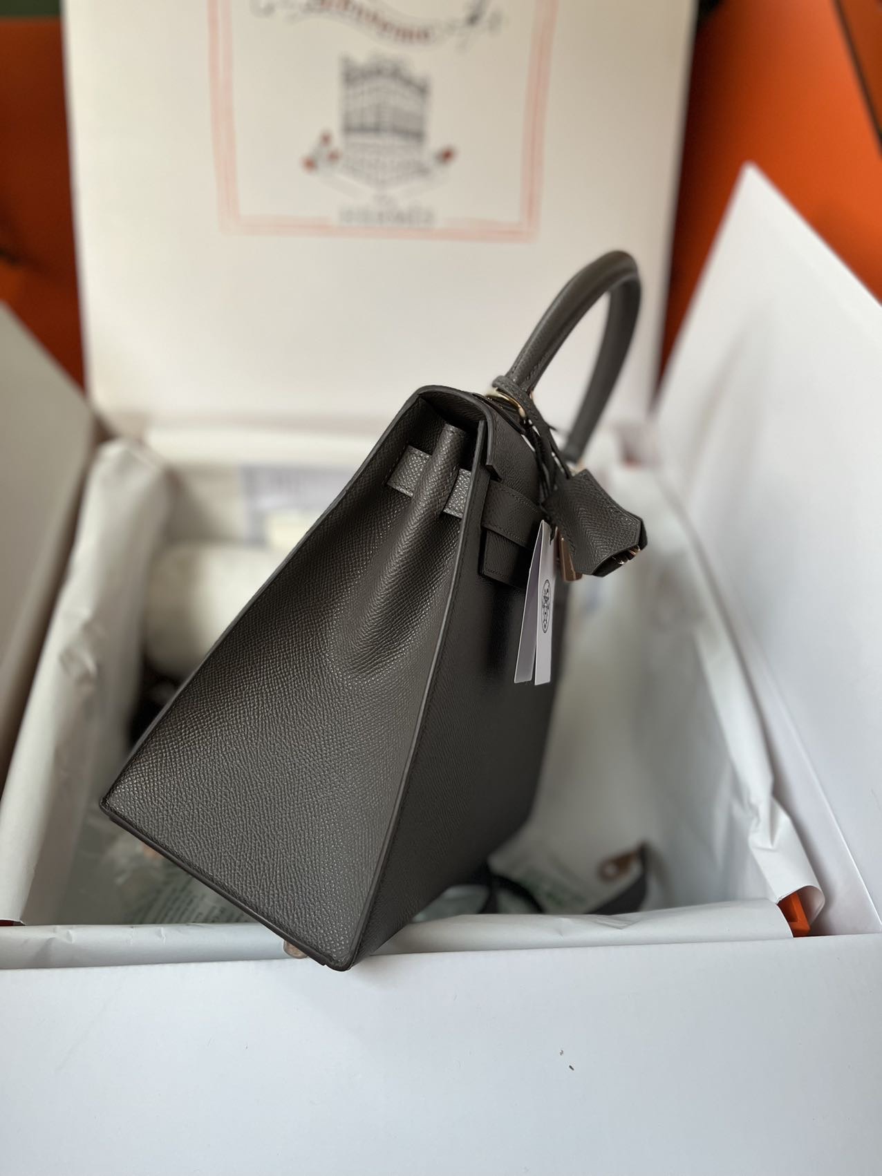 에르메스 켈리백 25 그레이 금장